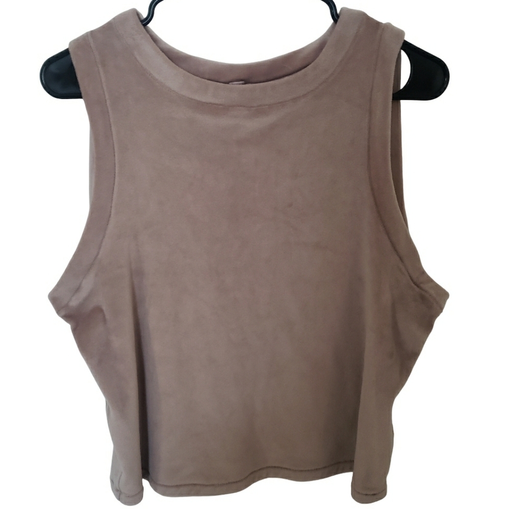 SKIMS Velour Sleeveless Tank Top 2XL Blush Pink Mauve Velvet Crop Lounge Plus SZ